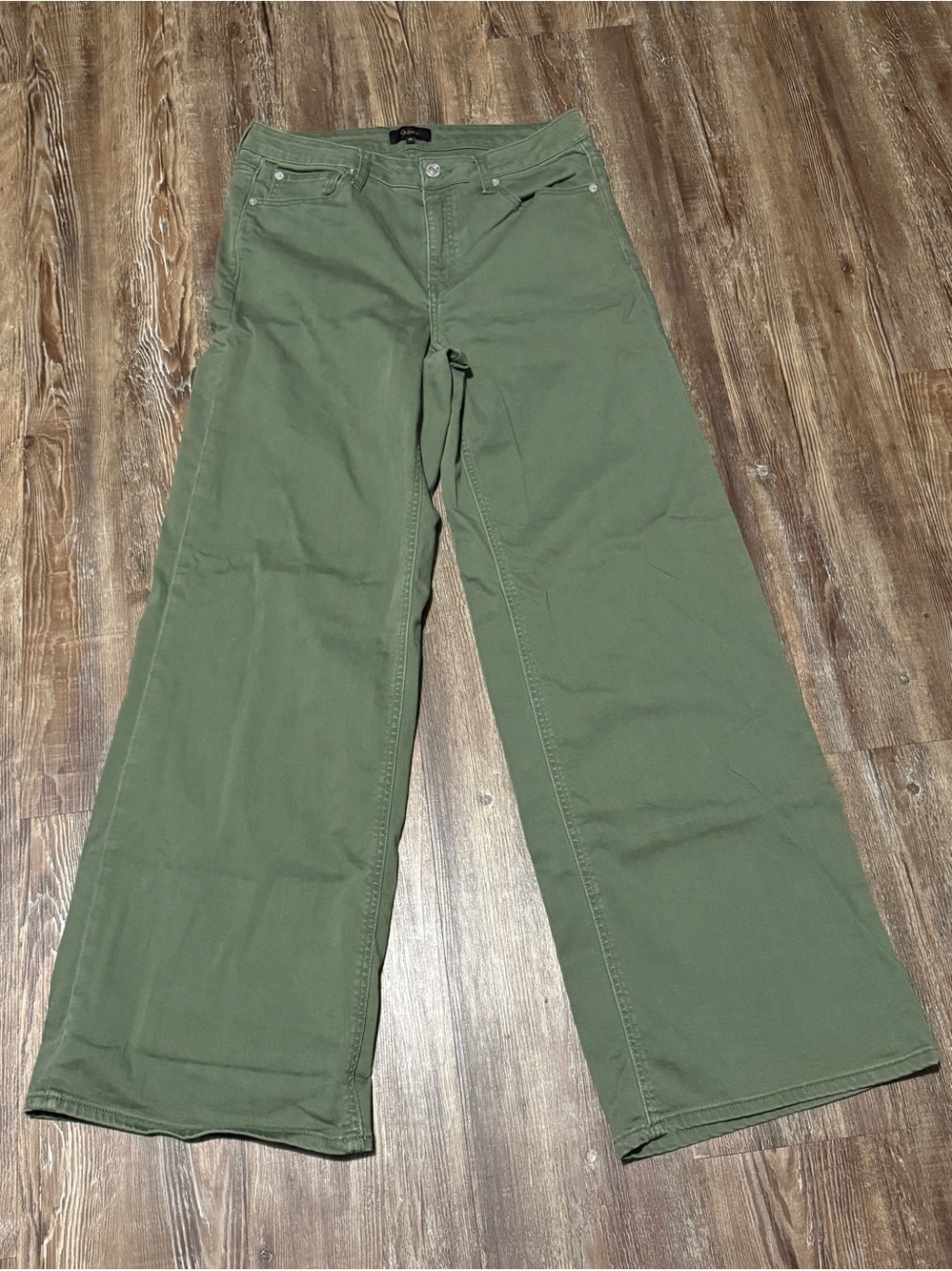 Quince Bella Stretch Wide Leg Jeans Women's 30 in Loaded Green Wash Denim